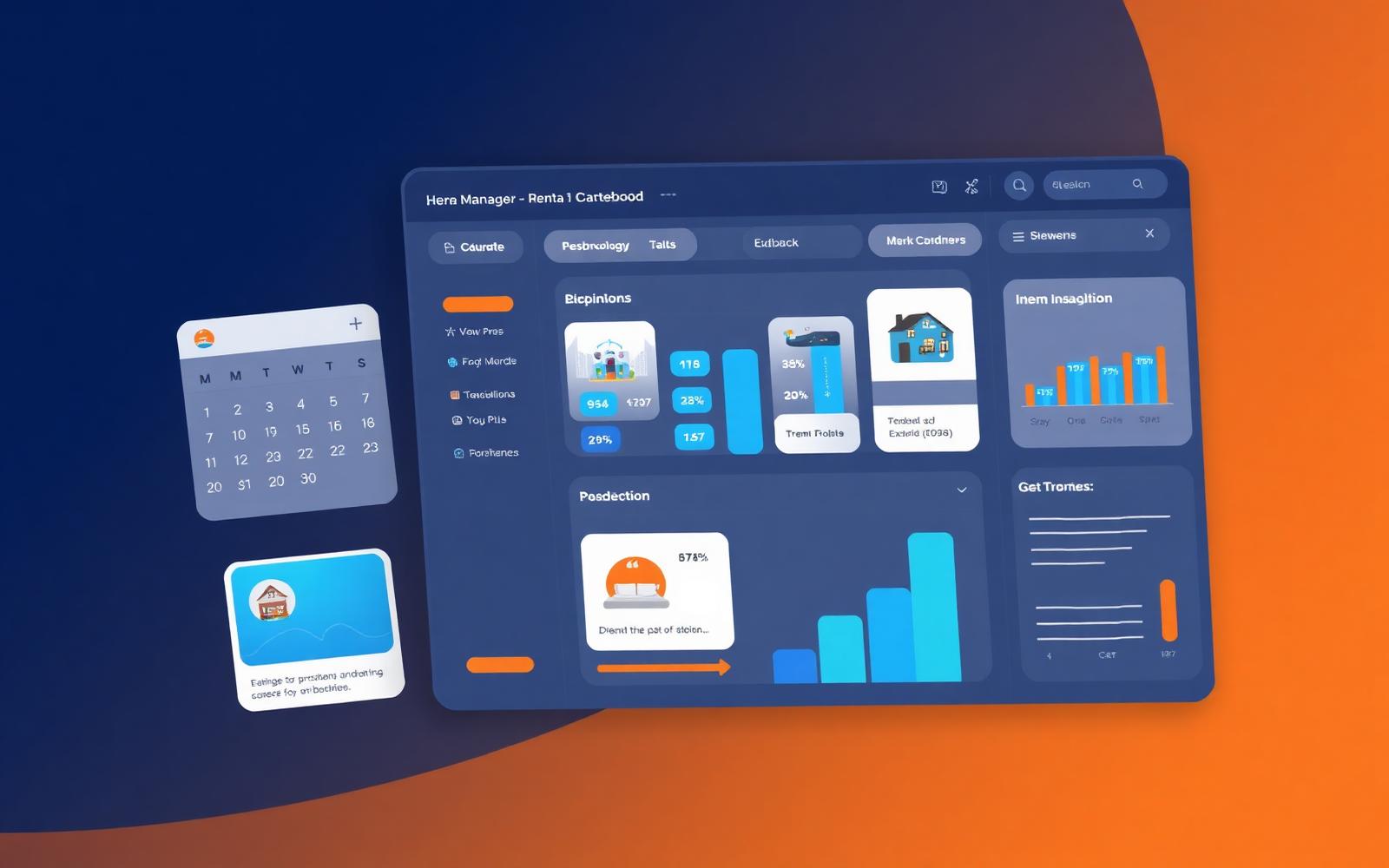 RentalOS dashboard preview showing reservations, inventory, and analytics
